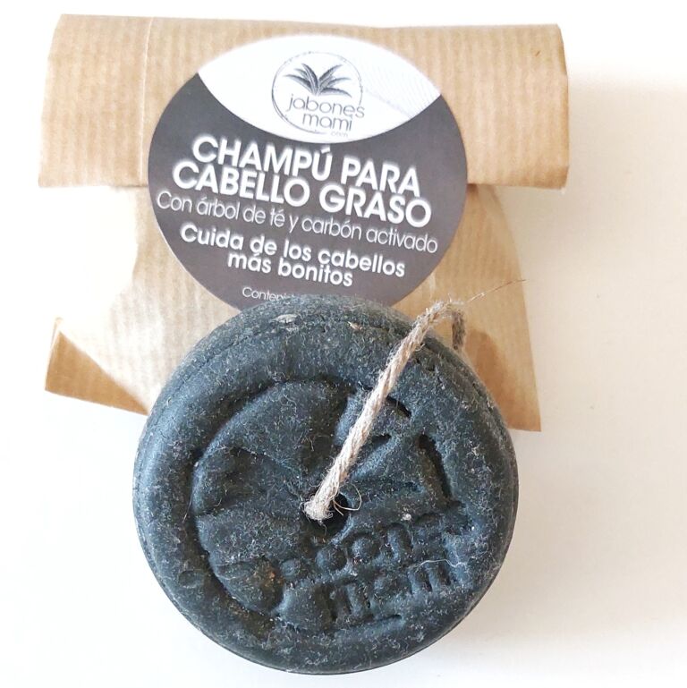 Champú sólido para cabello graso de Jabones Mami con y sin envoltorio
