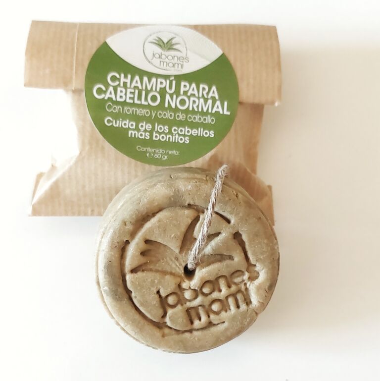 Champú sólido para cabello normal de Jabones Mami con y sin envoltorio