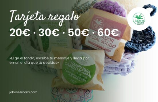 Tarjeta regalo de Jabones Mami con fondo cesta malva