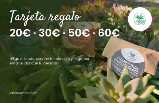 Tarjeta regalo de Jabones Mami de 20€ a 60€ con champús sólidos entre plantas