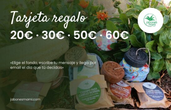 Tarjeta regalo de Jabones Mami con fondo todos los productos